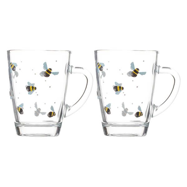 Price & Kensington Sweet Bee 280ml Glass Mugs Set Of 2