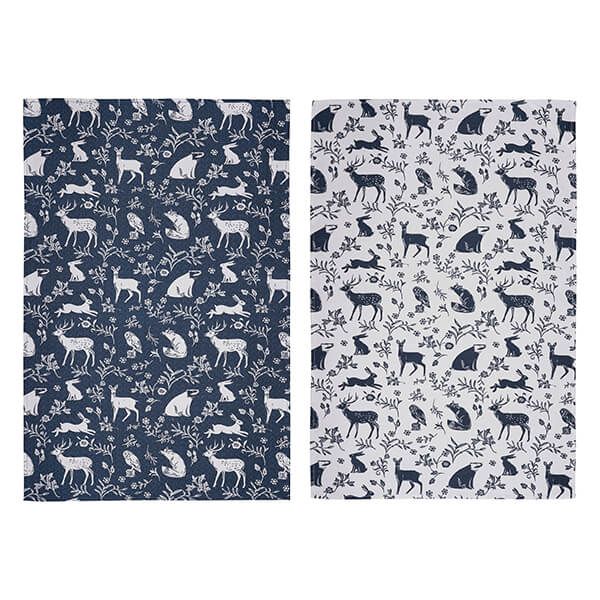 Ulster Weavers Forest Friends Navy Pack of Two Cotton Tea Towels