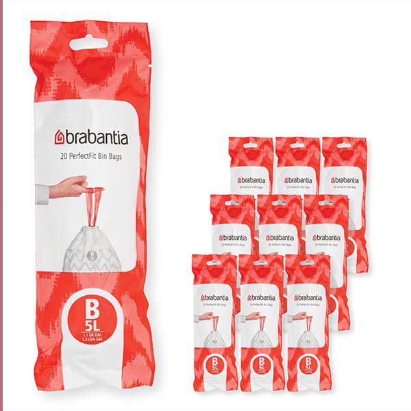 Brabantia PerfectFit Bags B 5 litre Multipack of 200 Bags