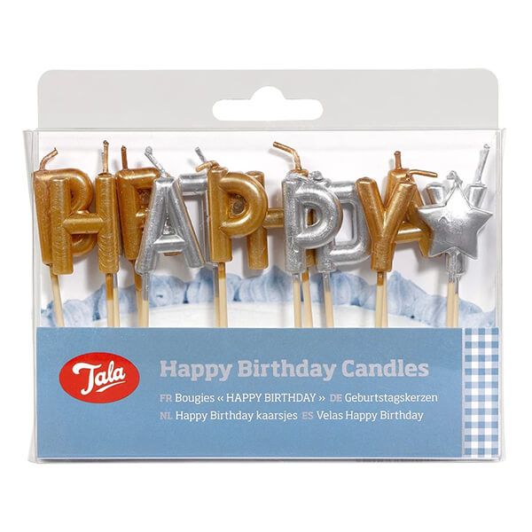 Tala Gold/Silver Happy Birthday Candles