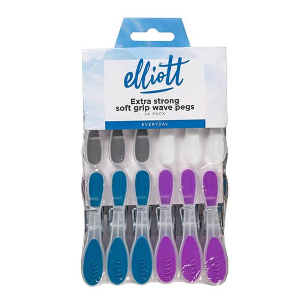 Elliotts Extra Strong Soft Grip Wave Pegs 24 Pack