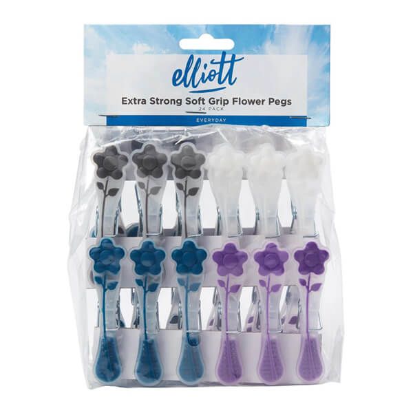 Elliotts Extra Strong Soft Grip Flower Pegs 24 Pack