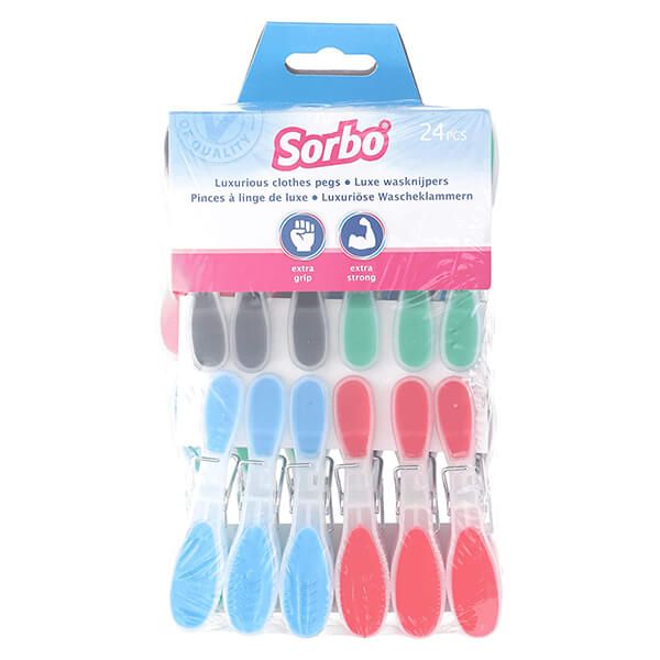 Sorbo Pack of 24 Softgrip Plastic Pegs
