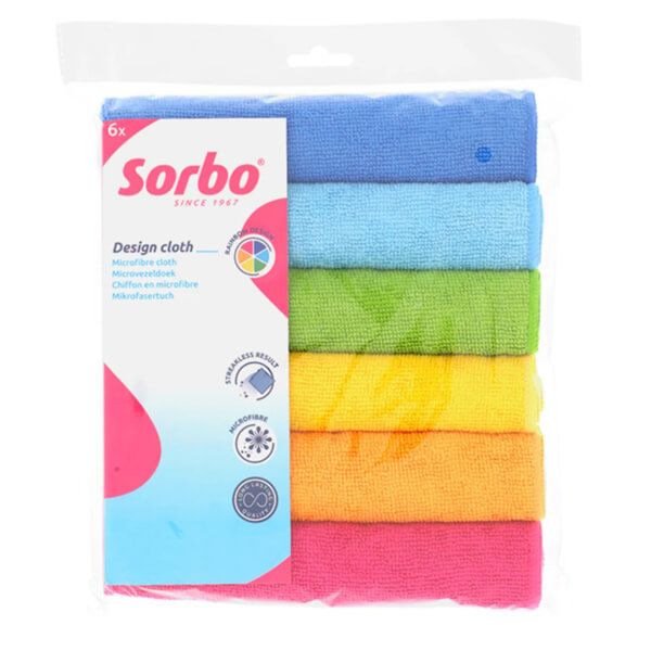Sorbo Rainbow Microfibre Cloths 6 Pack