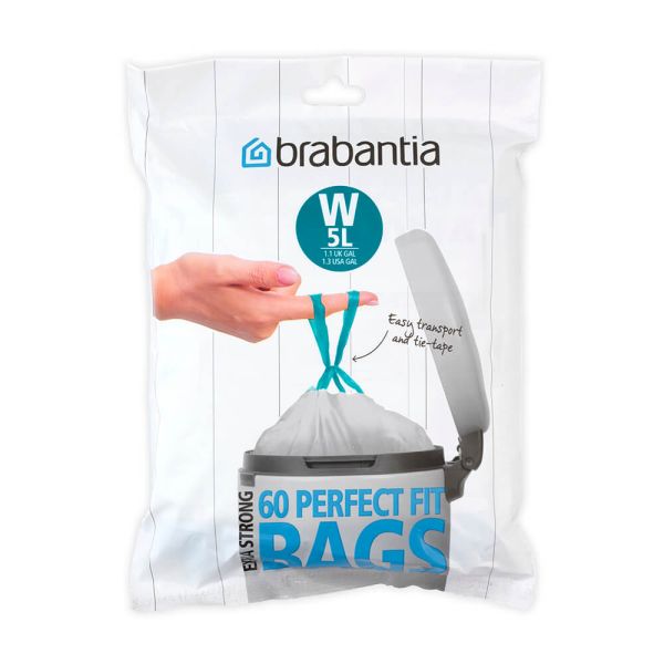 Brabantia Perfectfit Bags Size W 5 Litre 60 Bag Dispenser Pack