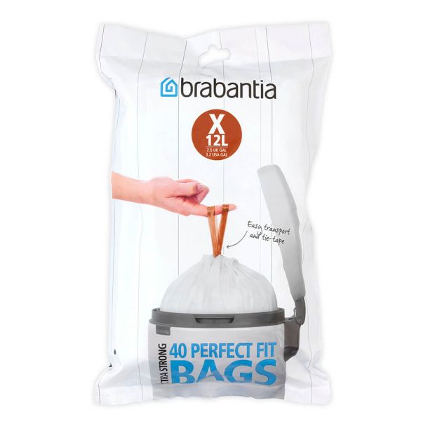 Brabantia Perfectfit Bags Size X 10-12 Litre 40 Bag Dispenser Pack