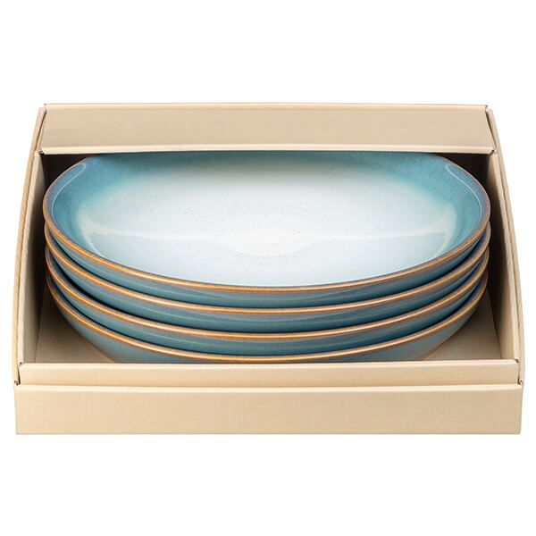 Denby Azure Haze 4 Piece Coupe Dinner Plate Set