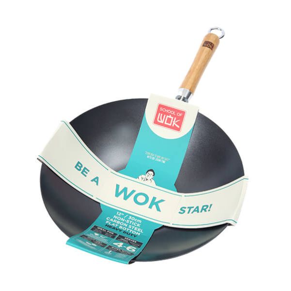 School of Wok Wok Star 12" / 30cm Non-Stick Carbon Steel Heavy Duty Wok