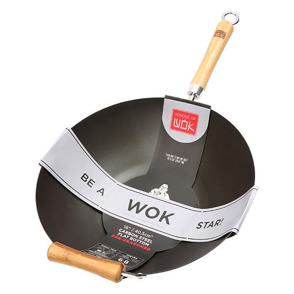 School of Wok 16"/40.5cm Carbon Steel Pre-Seasoned Wok