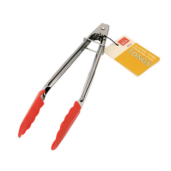 School of Wok Stainless Steel Silicone Tipped Tongs