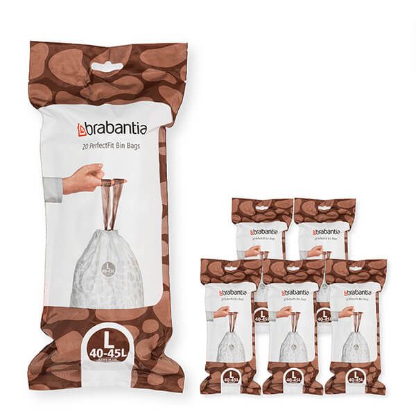 Brabantia PerfectFit Bags L 40-45 litre Multipack of 120 bags 6x20