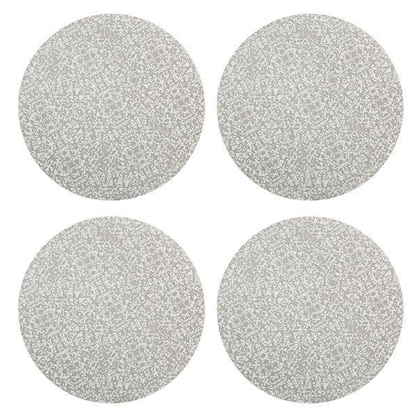 Denby Monsoon Filigree Silver Set Of 4 Round Placemats