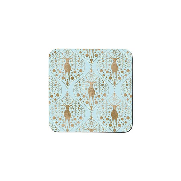 Denby Mint and Gold Christmas Coasters Set Of 6