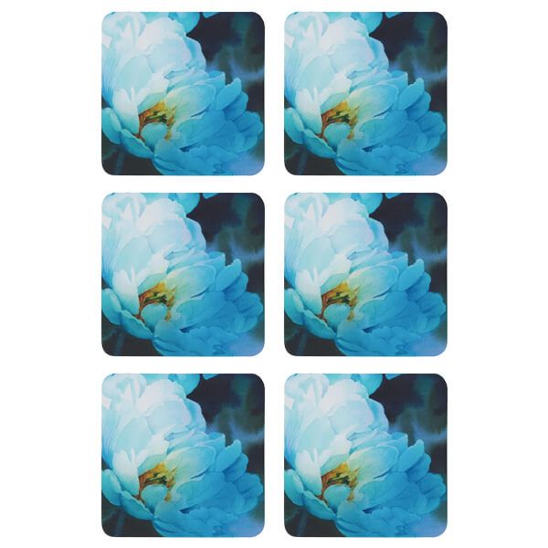 Denby Set Of 6 Blue Floral Coasters