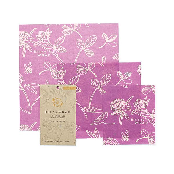 Bee's Wrap Clover Print Set Of 3 Assorted Size Wraps