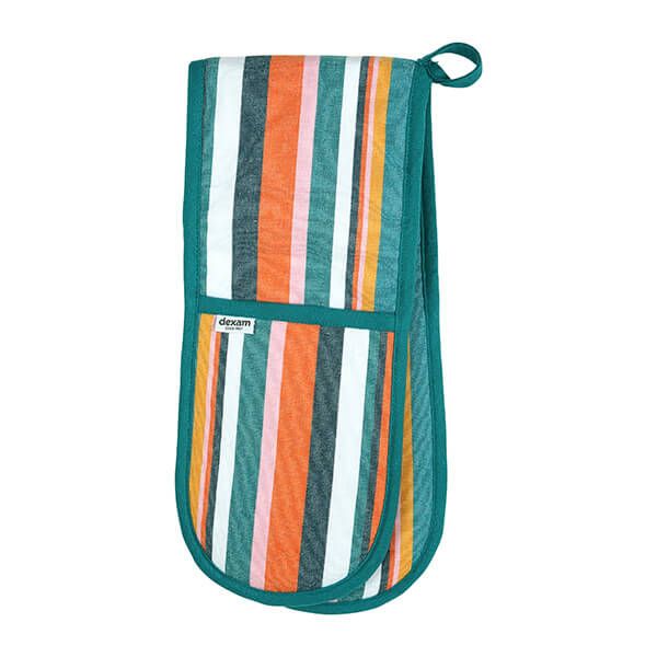 Dexam Recycled Cotton Striped Double Oven Glove Teal