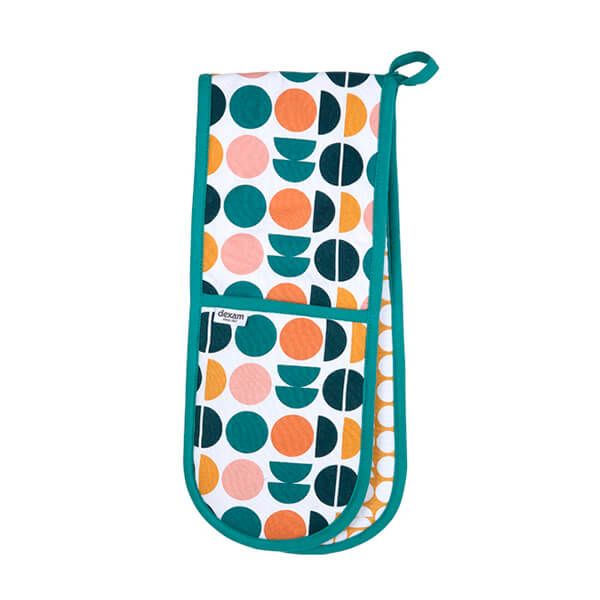 Dexam Recycled Cotton Retro Spot Double Oven Glove Teal