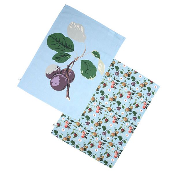 RHS Hooker Fruit Organic Cotton Set of 2 Tea Towels Blue