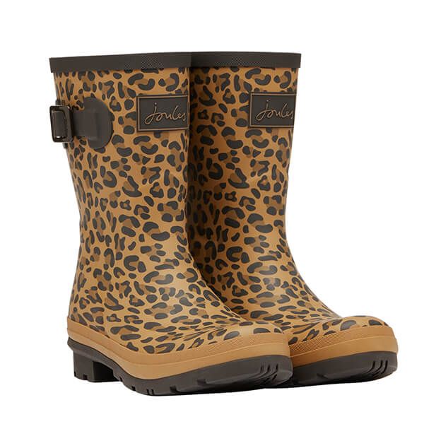 Joules Tan Leopard Molly Mid Height Printed Wellies