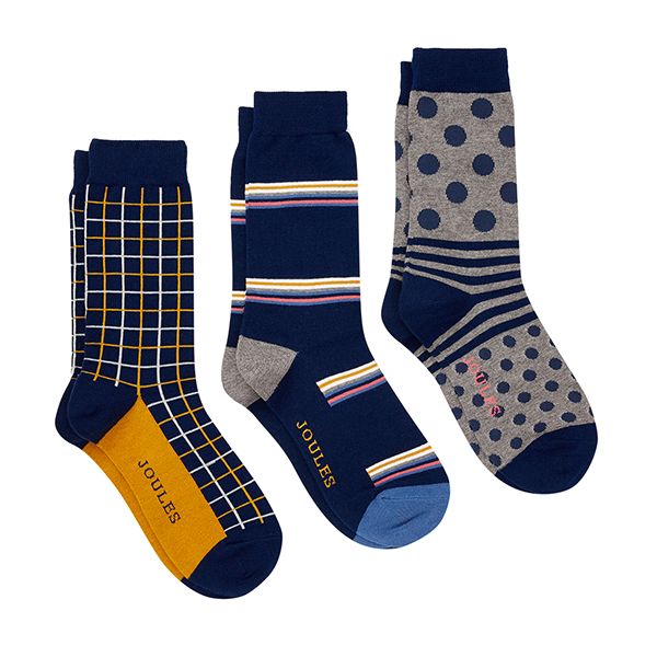 Joules Multi Pack Striking 3 Pack of Cotton Socks Size 7-12