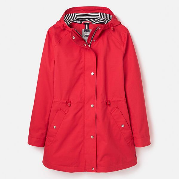 Joules Red Shoreside Waterproof Coat With Stripe Jersey Lining Size 22