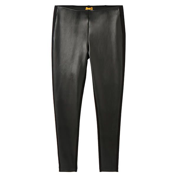 Joules Black Harriet Pleather Jersey Mix Trousers