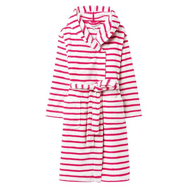 Joules Pink Cream Stripe Rita Dressing Gown