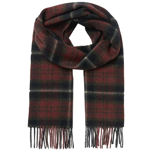 Joules Red Navy Check Tytherton Wool Checked Scarf