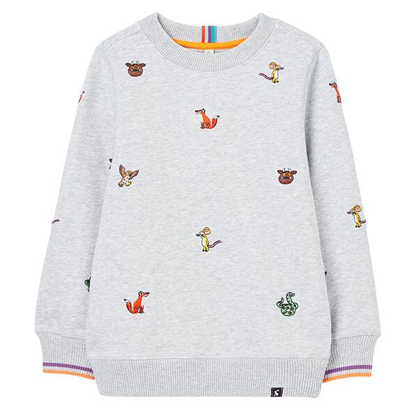 Joules Grey Gruffalo Icons Gruffalo Jonti Embroidered Crew Neck Sweatshirt