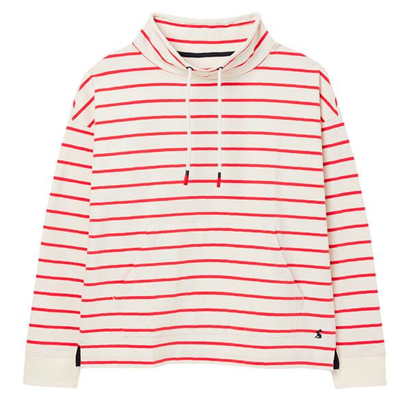 Joules Pink Stripe Harlton Stripe Funnel Neck Sweatshirt