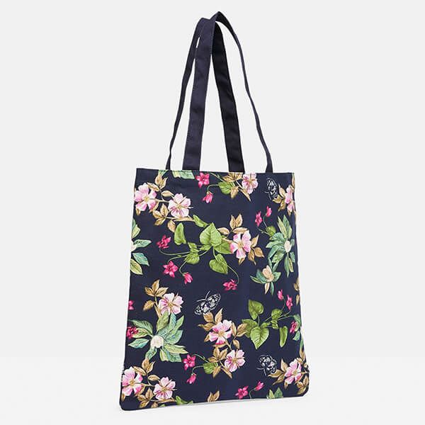 Joules Navy Floral Lulu Shopper Canvas Tote