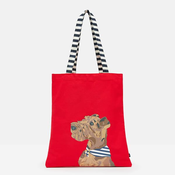 Joules Red Dog Lulu Shopper Canvas Tote Bag