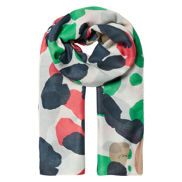 Joules Cream Spots River Lightweight Woven Printed Scarf