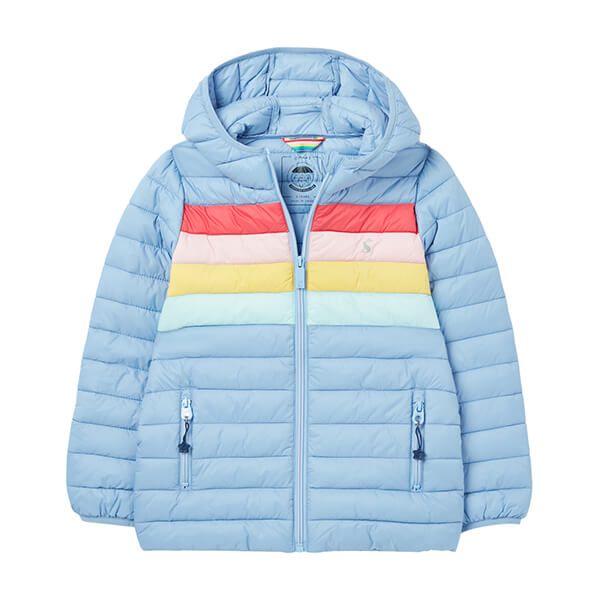 Joules Blue Rainbow Showerproof Recycled Packable Padded Jacket