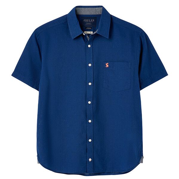 Joules Dark Blue Breaker Short Sleeve Linen Shirt
