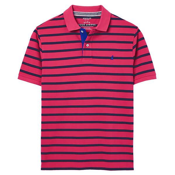 Joules Navy Berry Stripe Filbert Polo Shirt