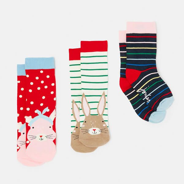 Joules Bunny and Squirrel Brilliant Bamboo 3 Pack Socks