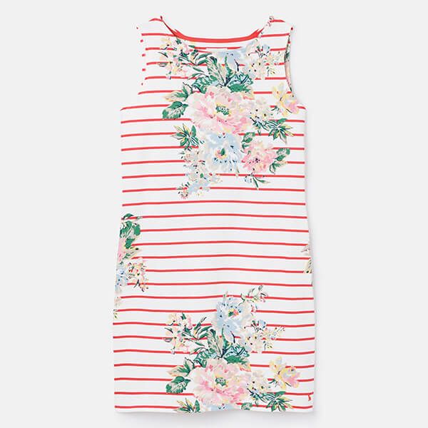 Joules Red Floral Riva Print Sleeveless Jersey Dress