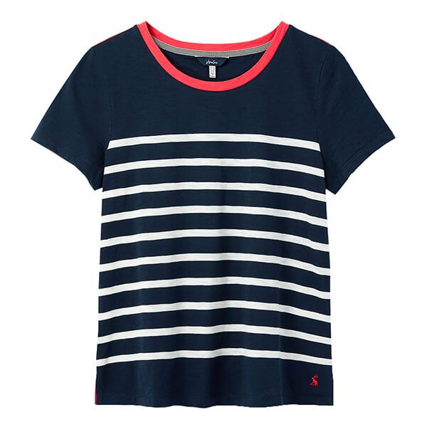 Joules French Navy Cream Stripe Carley Stripe Classic Crew T-Shirt