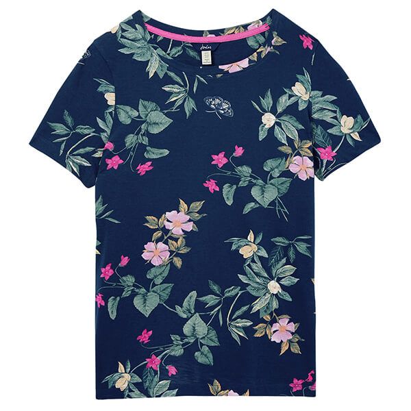 Joules Navy Floral Carley Print Classic Crew T-Shirt