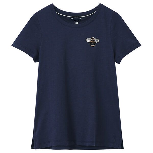 Joules French Navy Bee Carley Embroidered Classic Crew T-Shirt