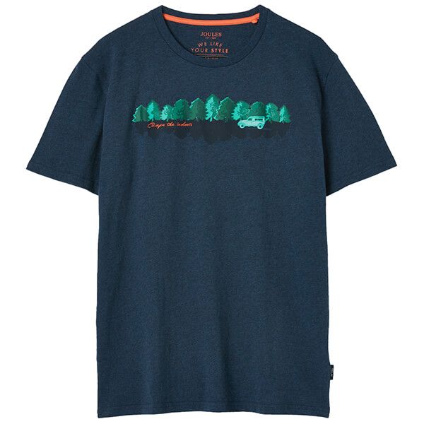 Joules Navy Marl Flynn Graphic T-Shirt