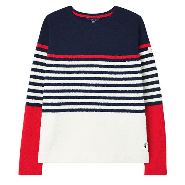 Joules Creme Navy Red Stripe Seaport Chenille Jumper
