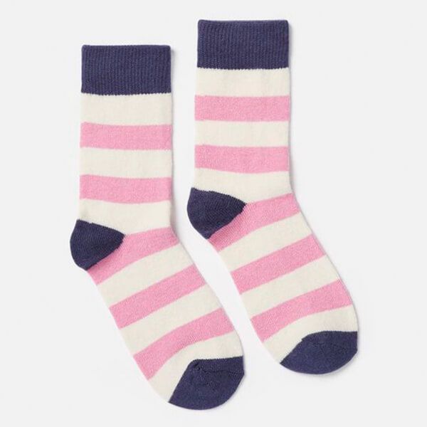 Joules Light Pink Striped Bed Socks