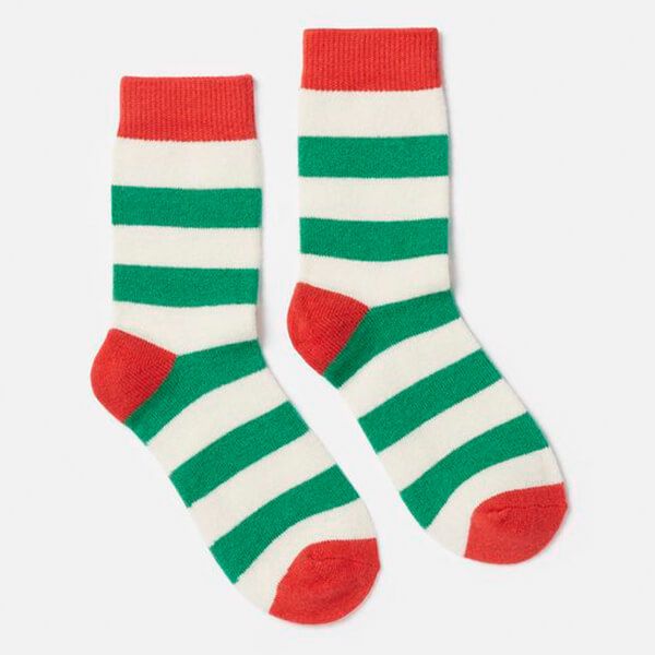 Joules Green Striped Bed Socks