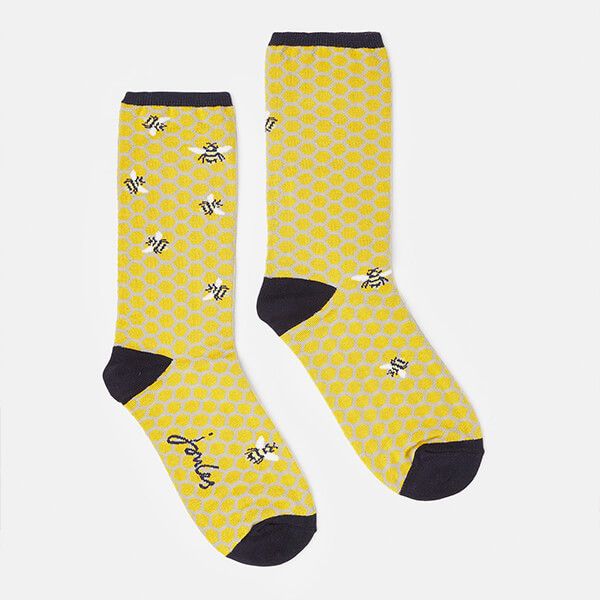 Joules Antique Gold Bee Excellent Everyday Single Eco Vero Socks Size 4-8