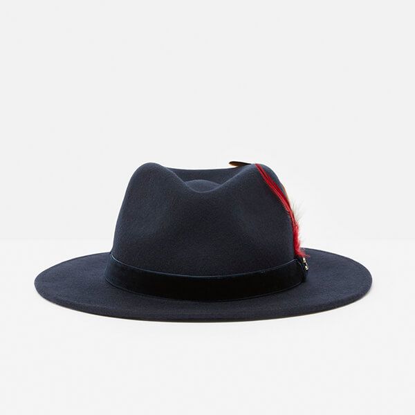 Joules French Navy Fedora Hat with Ribbon Detailing