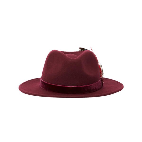 Joules Oxblood Fedora Hat with Ribbon Detailing