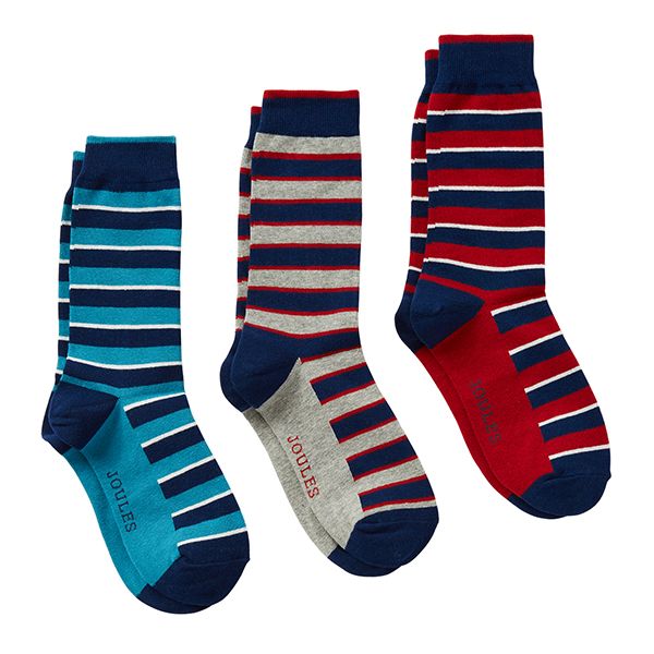 Joules Striking Socks 3 Pack Stripe Multi Size 7-12