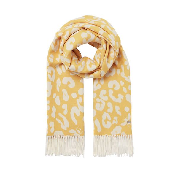Joules Gold Bee Leopard Elissa Jacquard Warm Handle Scarf